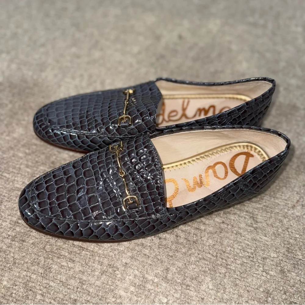 SAM EDELMAN Lorraine Loafer with Bit Hardware Croc‎ embossed size 8